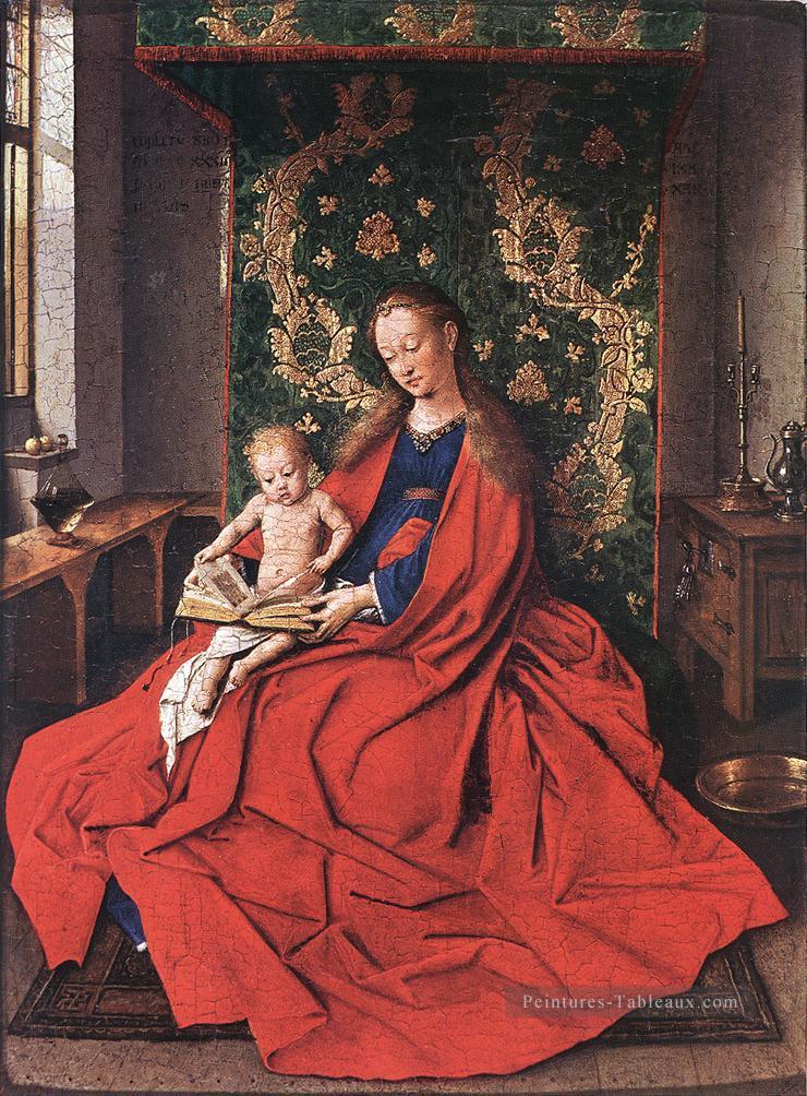 Madonna avec l’enfant en train de lire Renaissance Jan van Eyck Peintures à l'huile